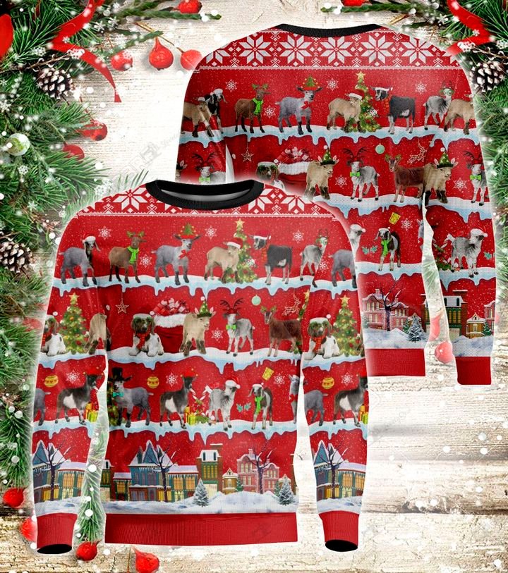 goat merry christmas all over printed ugly christmas sweater 2