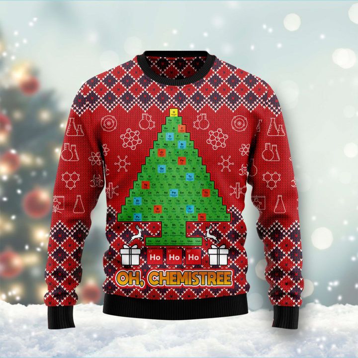 ho ho ho oh chemistree all over printed ugly christmas sweater 2