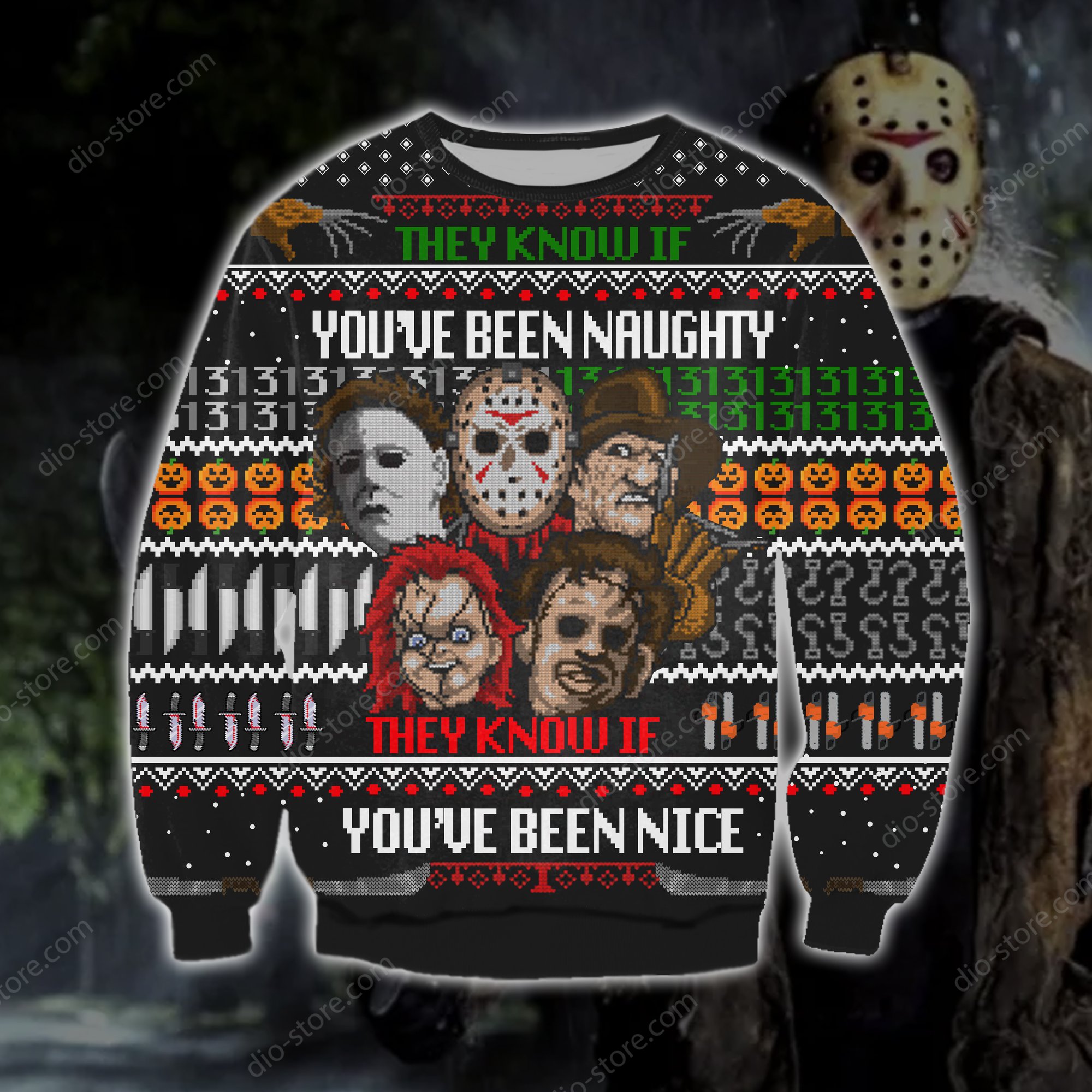 horror killers they know if youve been naughty they know if youve been nice ugly christmas sweater 2 - Copy (2)