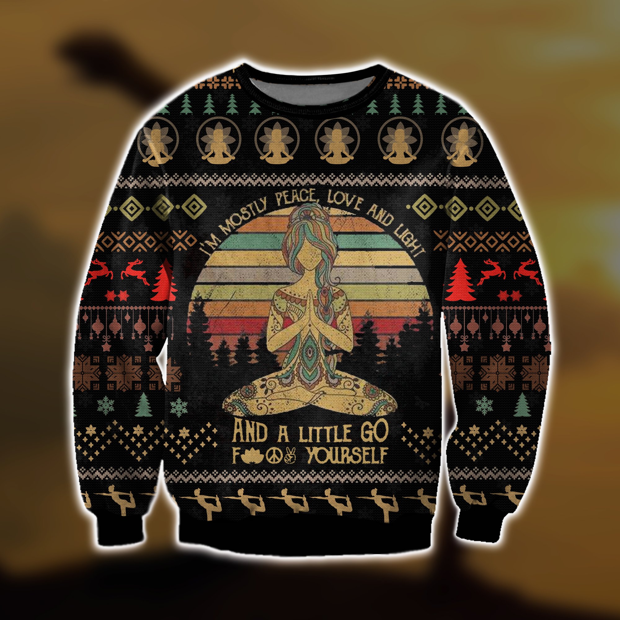 im mostly peace love and light and a little yoga ugly christmas sweater 2 - Copy (2)
