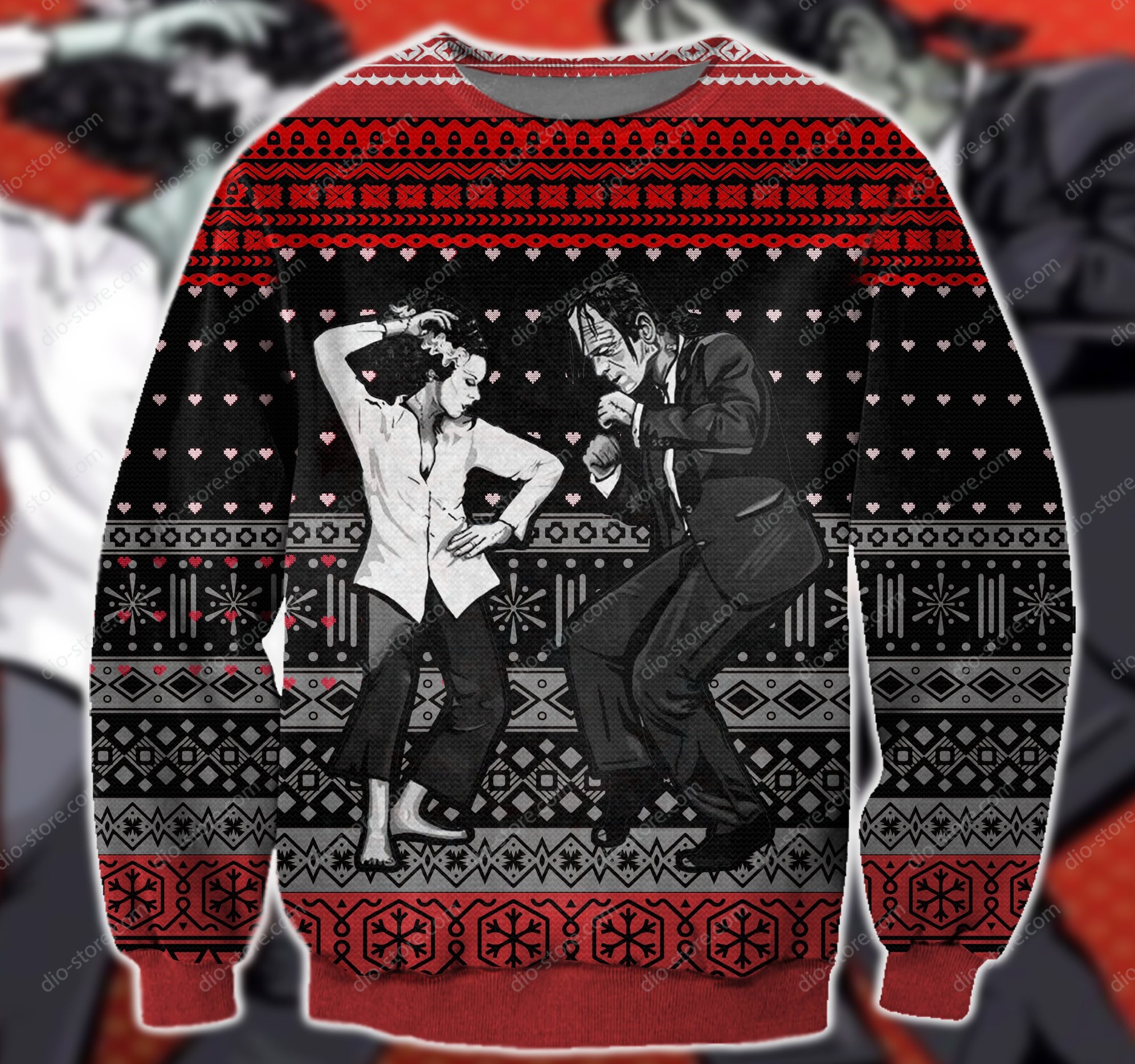 pulp fiction frankenstein dance ugly christmas sweater 2