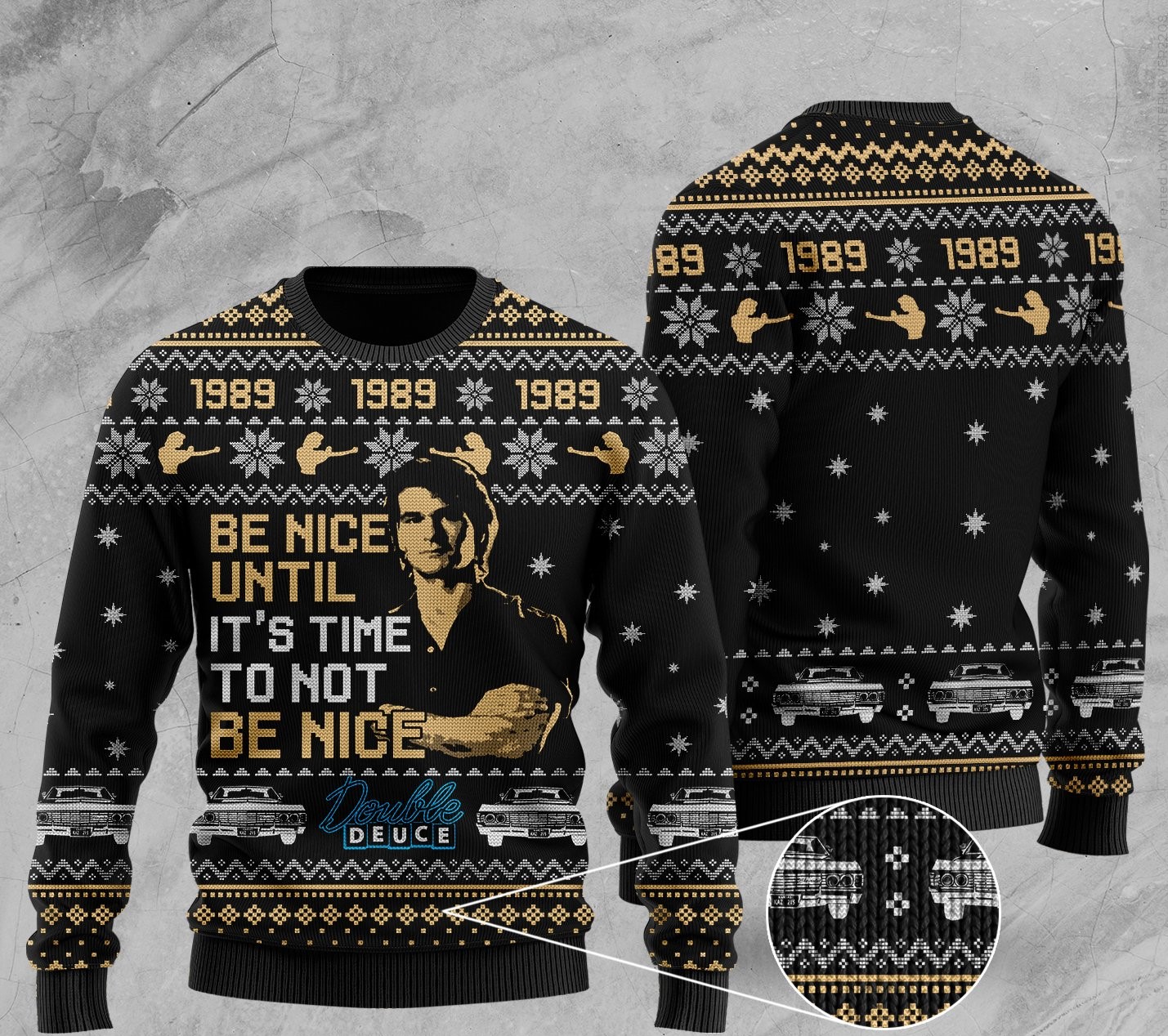 road house be nice until its time to not be nice all over printed ugly christmas sweater 2