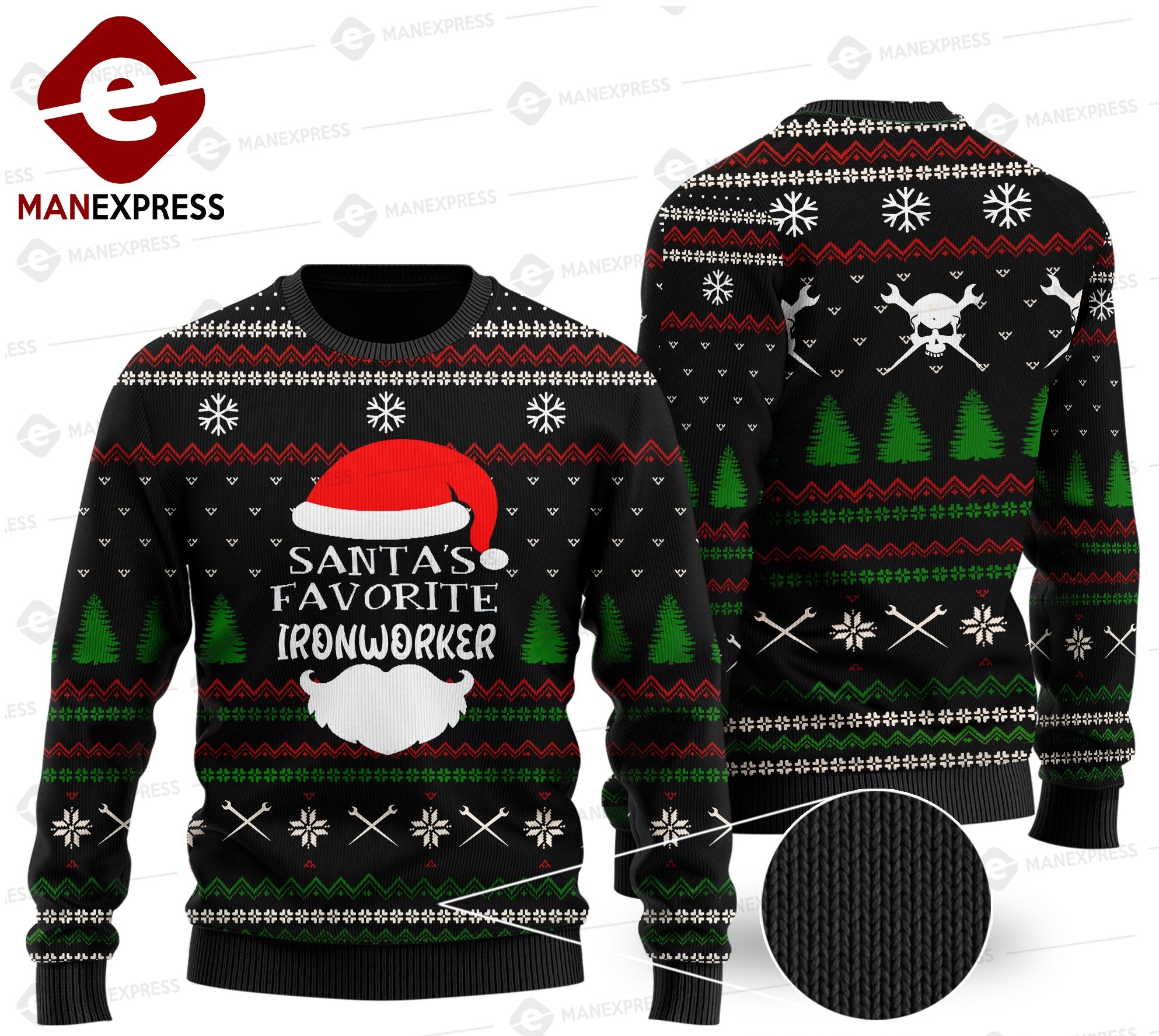 santas favorite ironworker all over print ugly christmas sweater 2