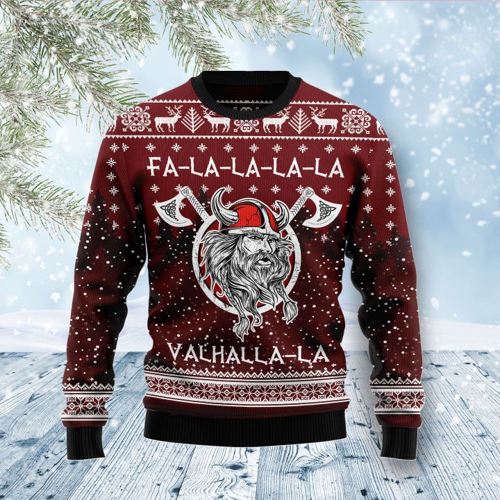 viking fa la la la valhalla la all over printed ugly christmas sweater 2