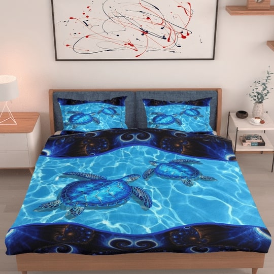sea turtle ocean all over printed bedding set 2