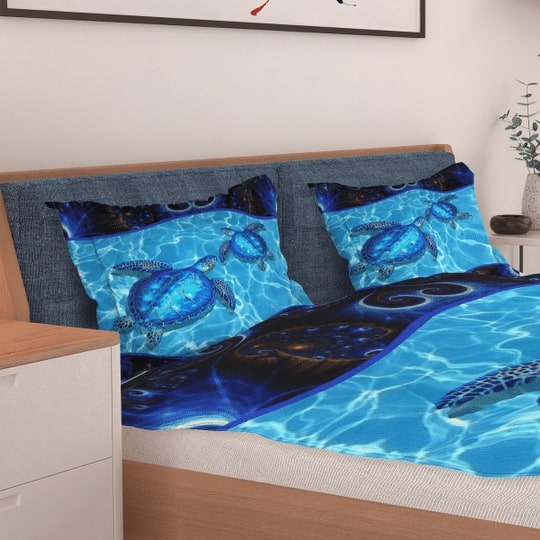 sea turtle ocean all over printed bedding set 3