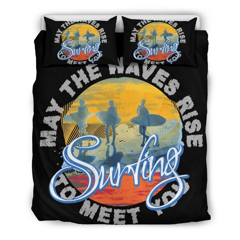 vintage surfing may the waves rise to meet you all over printed bedding set 2