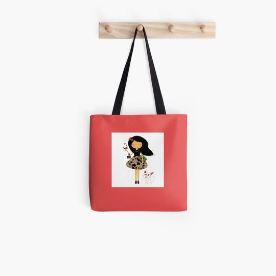book lovers reading girl and cat all over printed tote bag 5