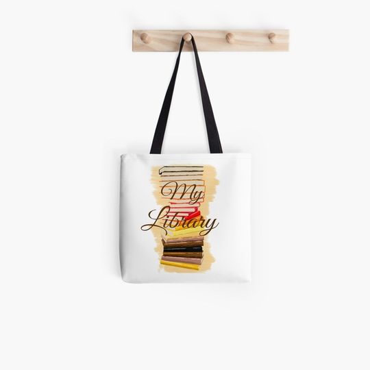 book lovers reading my library all over printed tote bag 3