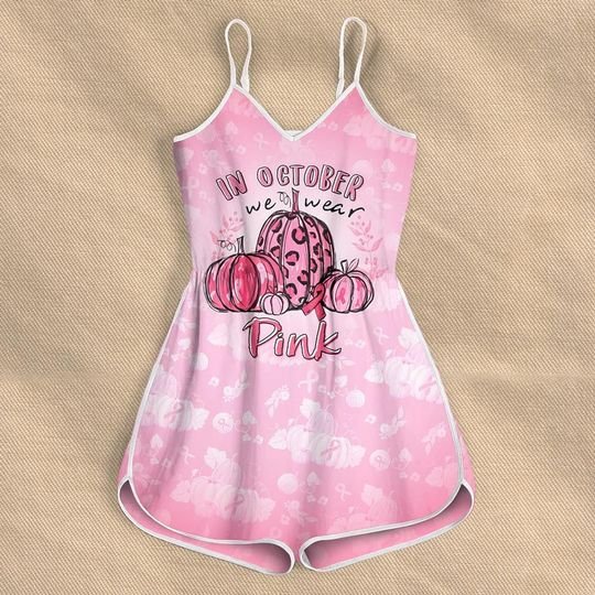 in october we wear pink pumpkin breast cancer rompers 2