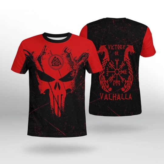 viking skull all over printed tshirt