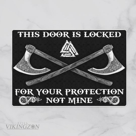 viking this door is locked for your protection not mine full printing doormat 2