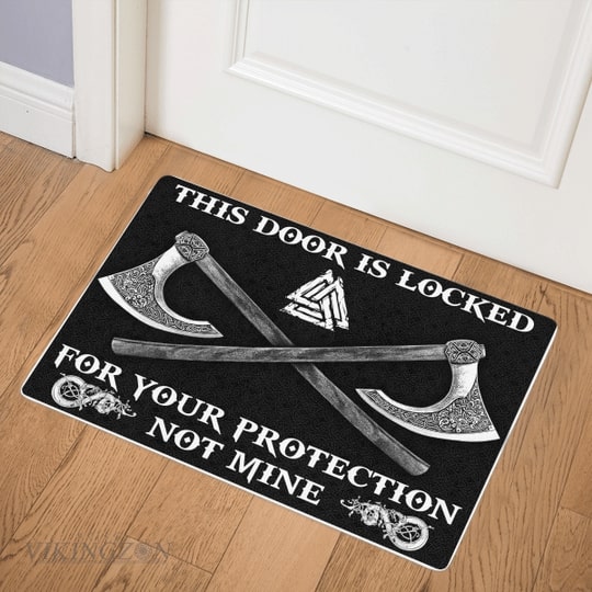 viking this door is locked for your protection not mine full printing doormat 3