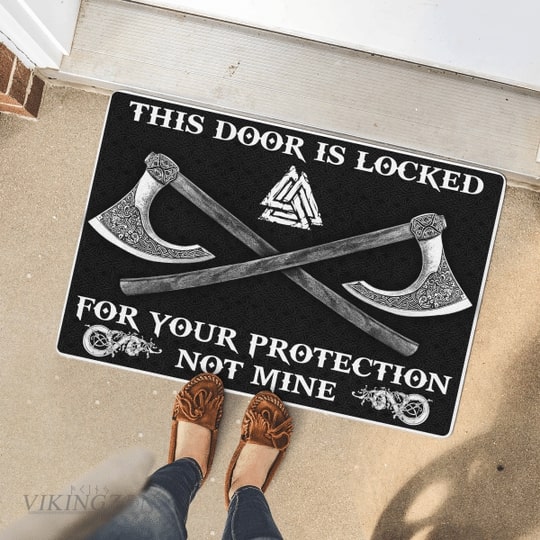 viking this door is locked for your protection not mine full printing doormat 4