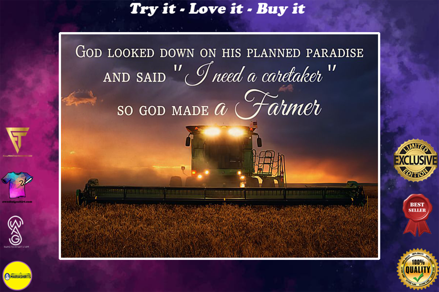 God look down on his planned paradise and said i need a caretaker so God makes a farmer poster