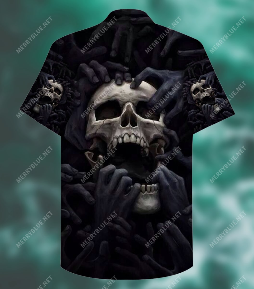 dark skull scream all over printed hawaiian shirt 5