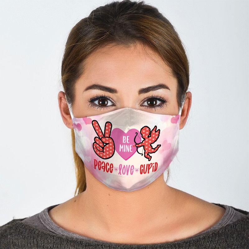 peace love cupid all over print face mask 3