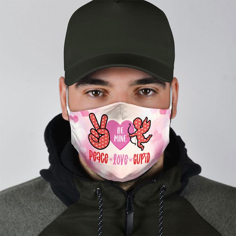 peace love cupid all over print face mask 4