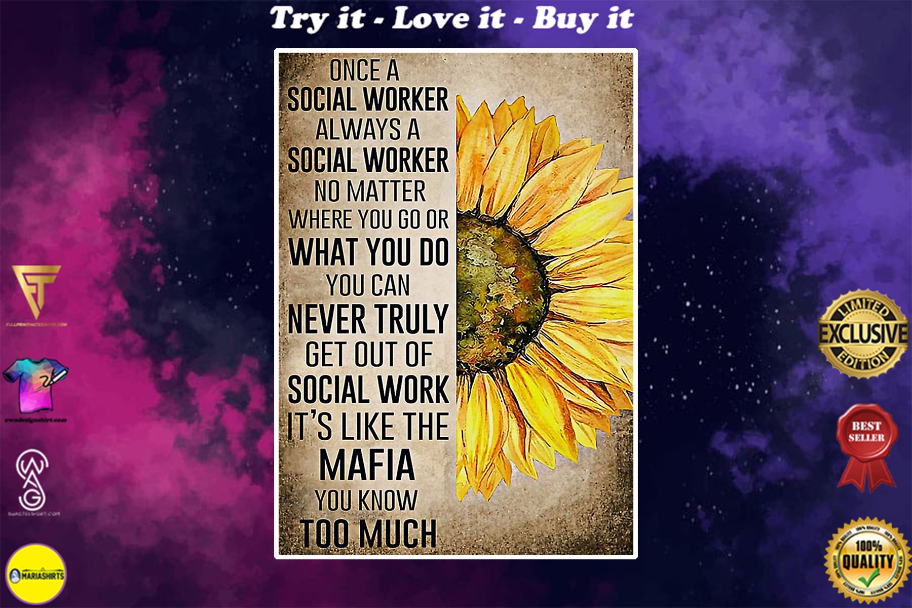 sunflower once a social worker always a social worker no matter where you go poster
