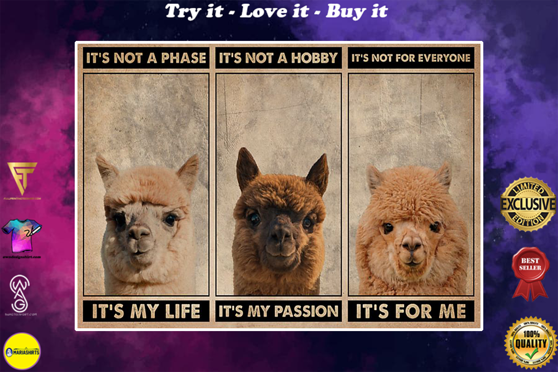 vintage alpaca its not a phase it my life its not a hobby its my passion poster