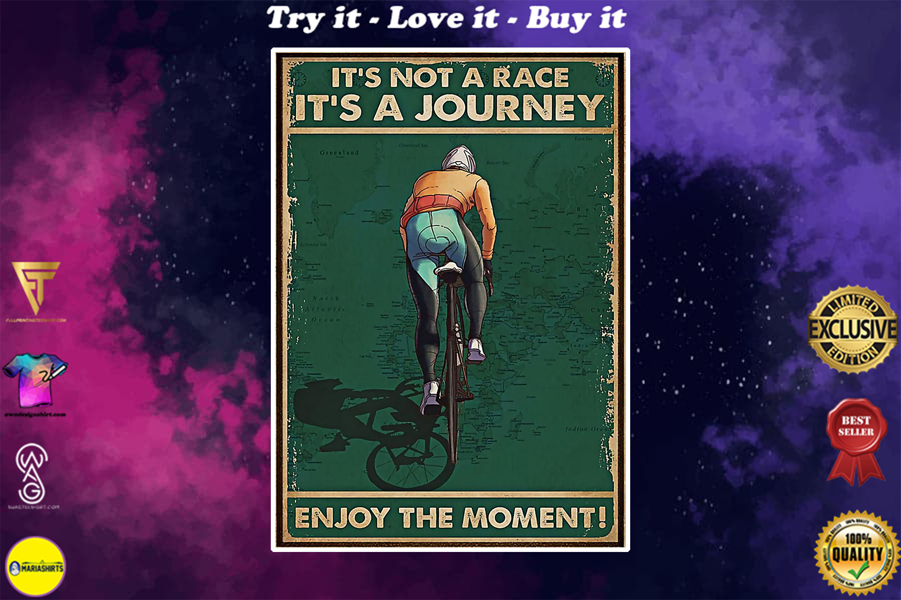 vintage cycling its not a raceits a journey enjoy the moment poster