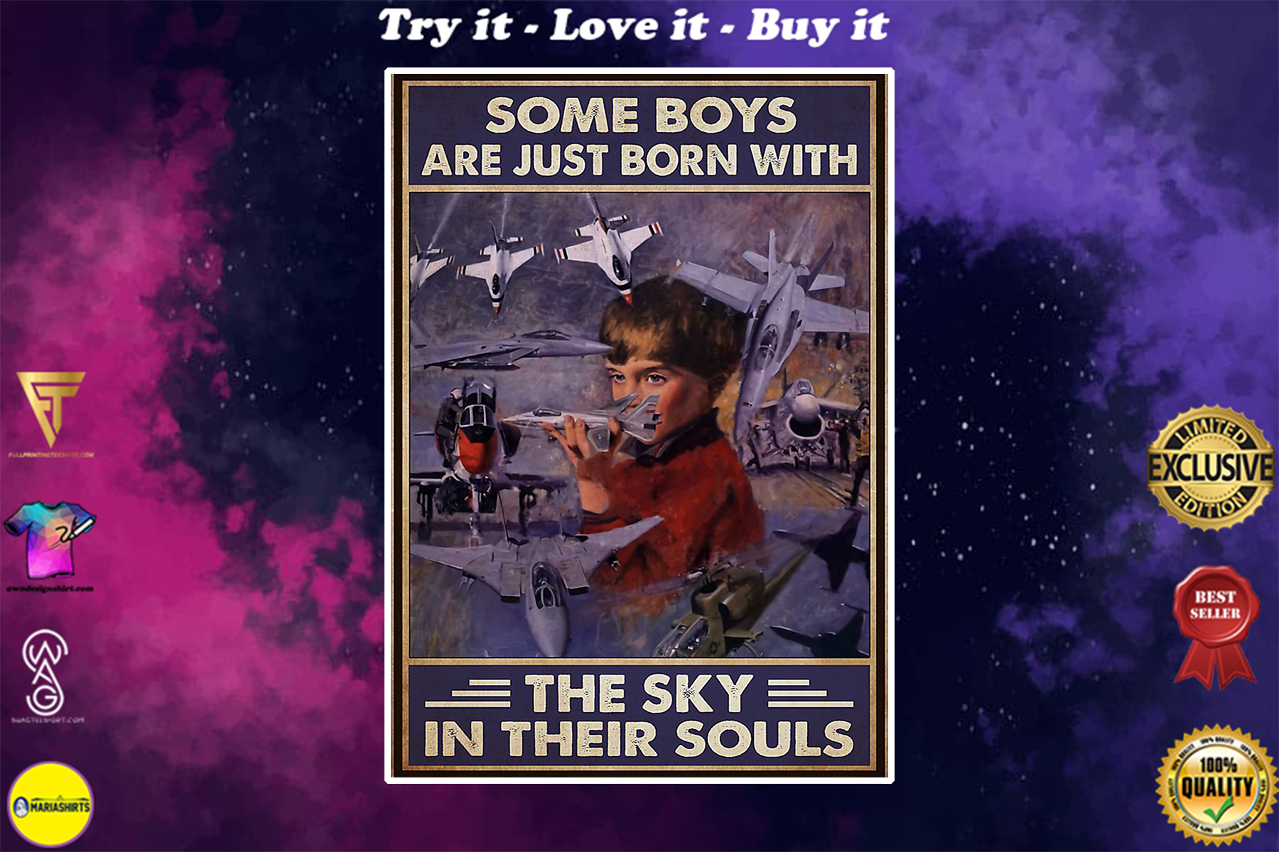 vintage jet aircraft some boys are just born with the sky in their souls poster