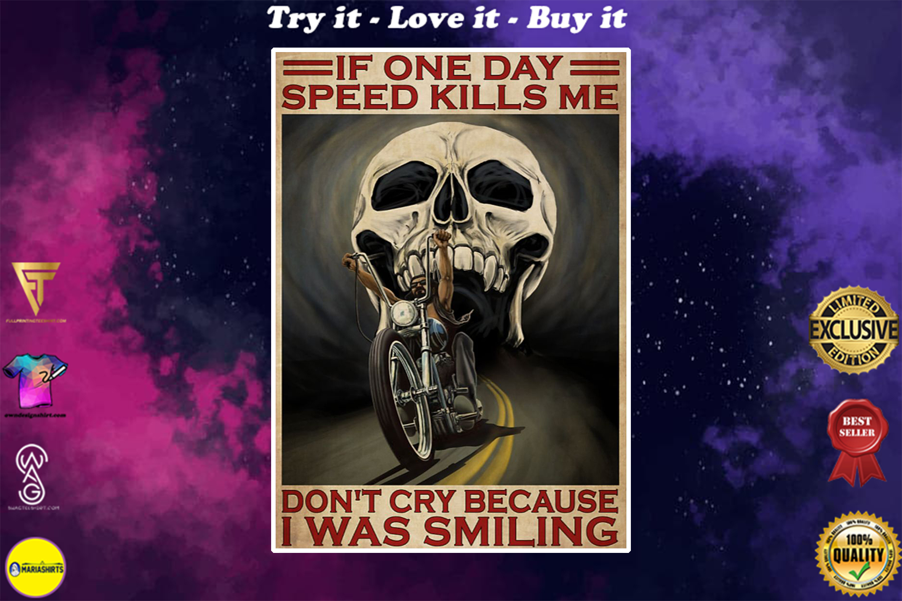 vintage skull if once day speed kills me dont cry because i was smiling poster
