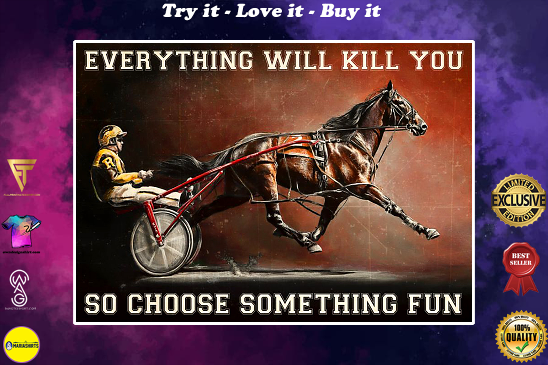 vintage standardbred the ride everything will kill you so choose something fun poster