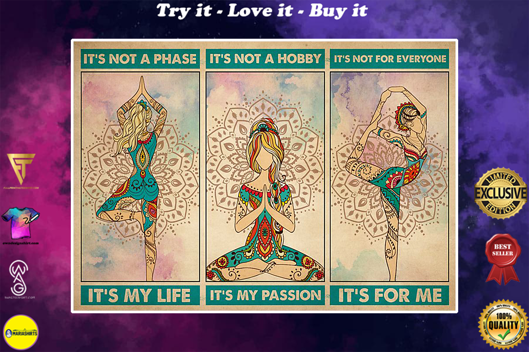 vintage yoga its not a phase its my life its not a hobby its my passion poster