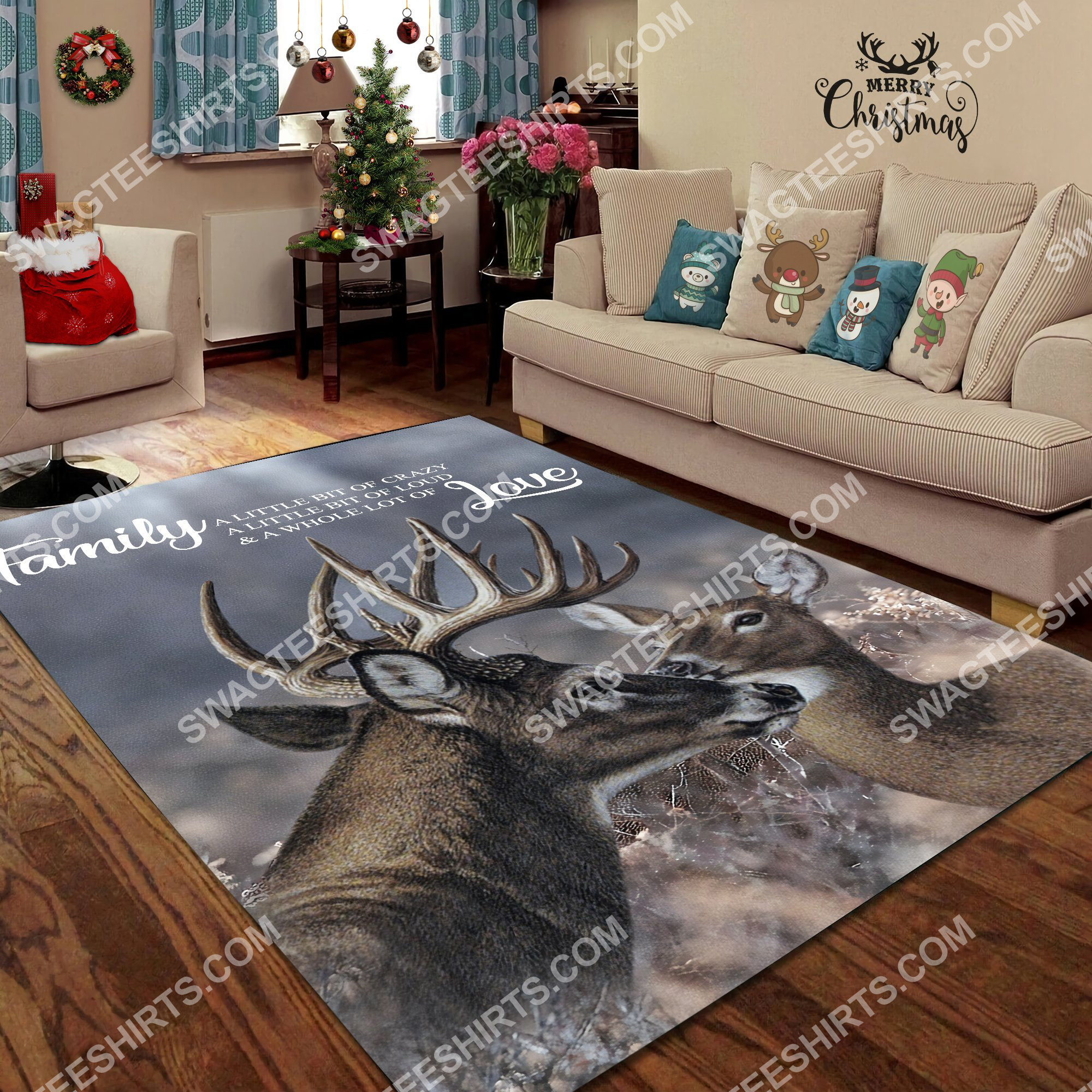 love deer family love all over printed rug 2(1)