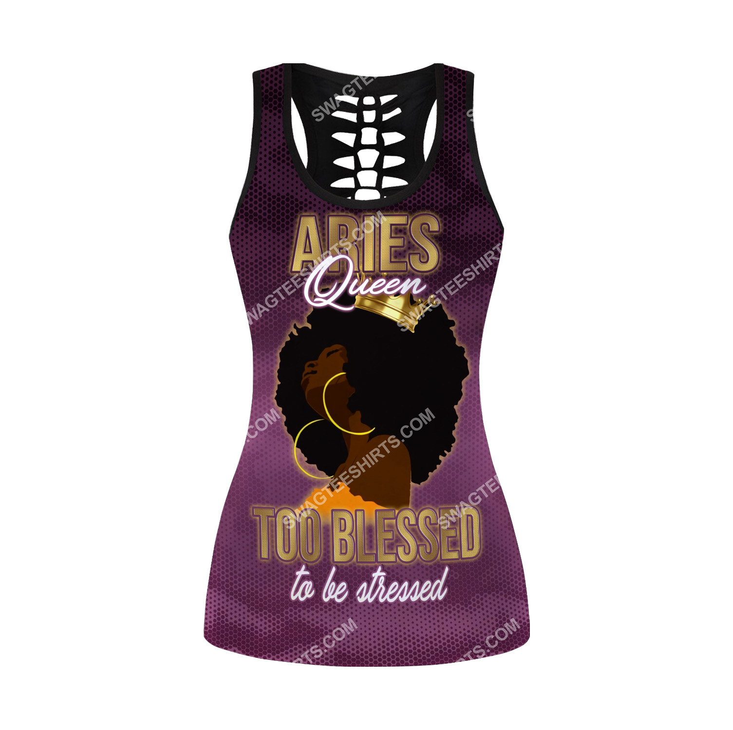 aries queen too blessed to be stressed birthday gift hollow tank top(1)