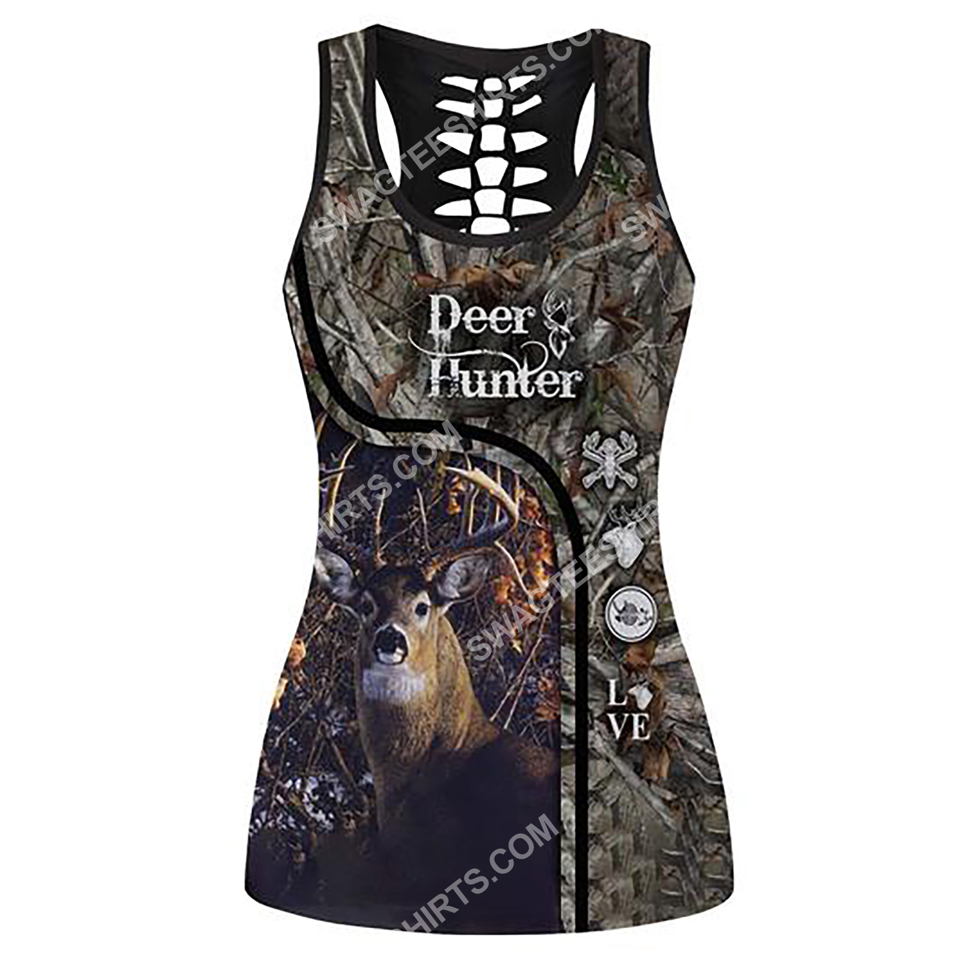 deer hunter in the forest full printing hollow tank top 2(1) - Copy