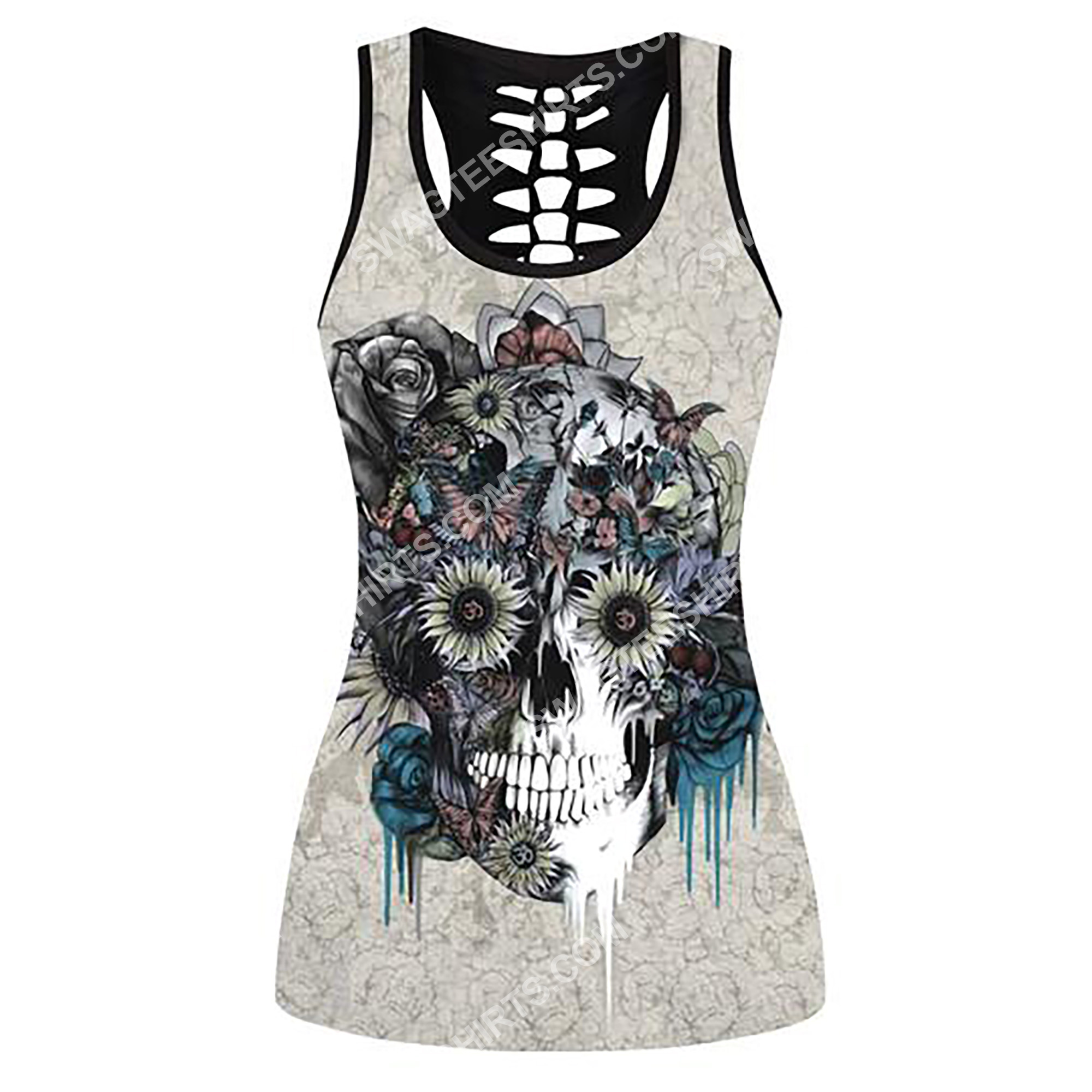 flower and skull full printing hollow tank top 2(1) - Copy