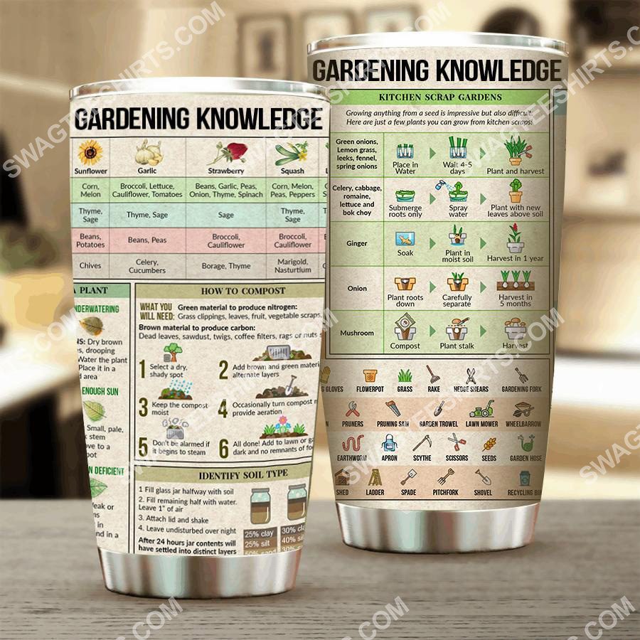 gardening knowledge all over printed stainless steel tumbler 2(2) - Copy