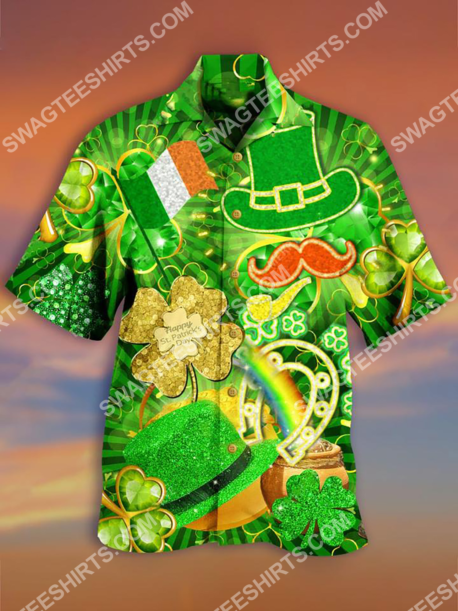 [The best selling] happy saint patrick's day golden all over printing ...