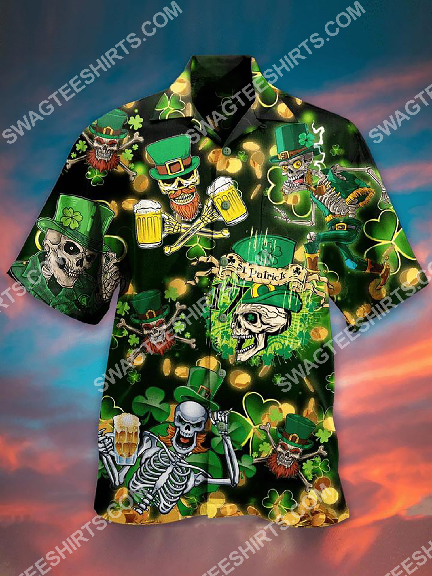 happy saint patrick's day skull all over printing hawaiian shirt 2(1) - Copy