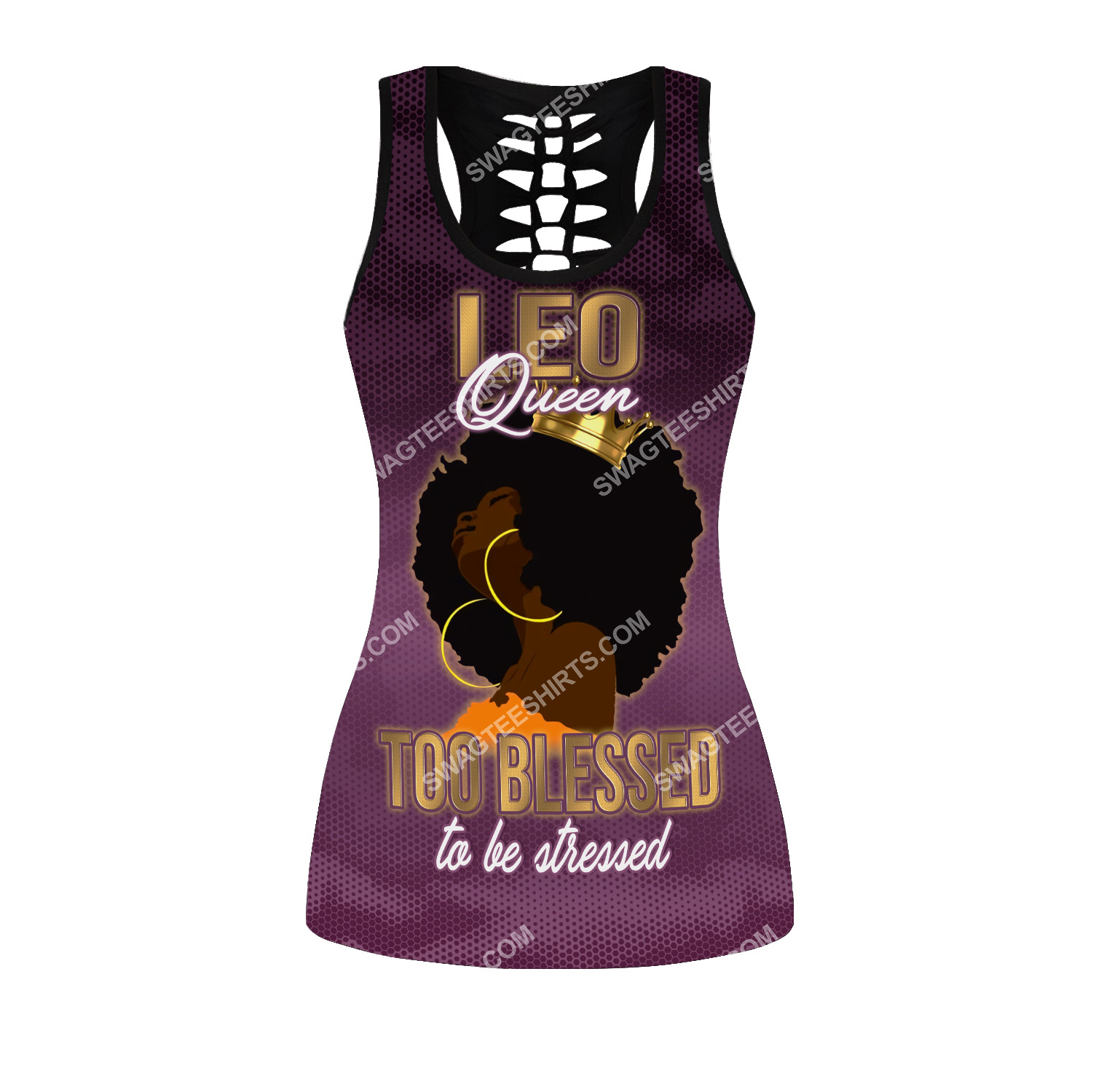 leo queen too blessed to be stressed birthday gift hollow tank top(1)