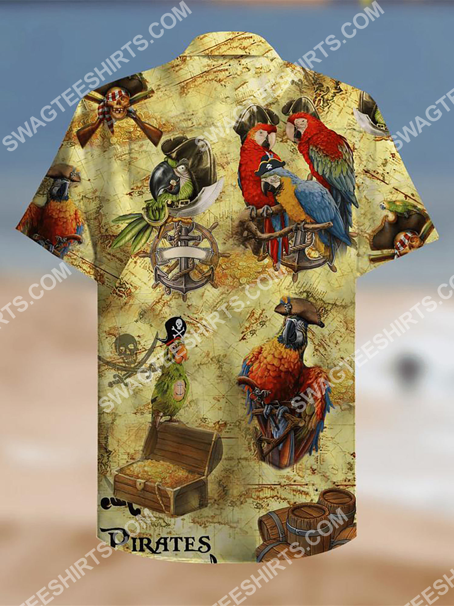 parrot and pirate map all over printing hawaiian shirt 3(1)