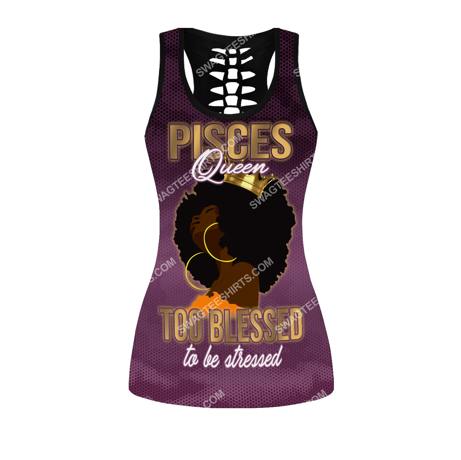 pisces queen too blessed to be stressed birthday gift hollow tank top(1)