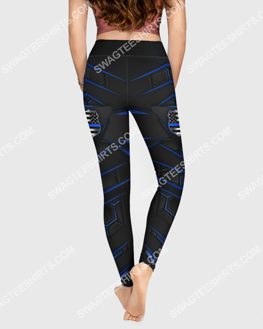 police blue line all over printed high waist leggings 2(1)