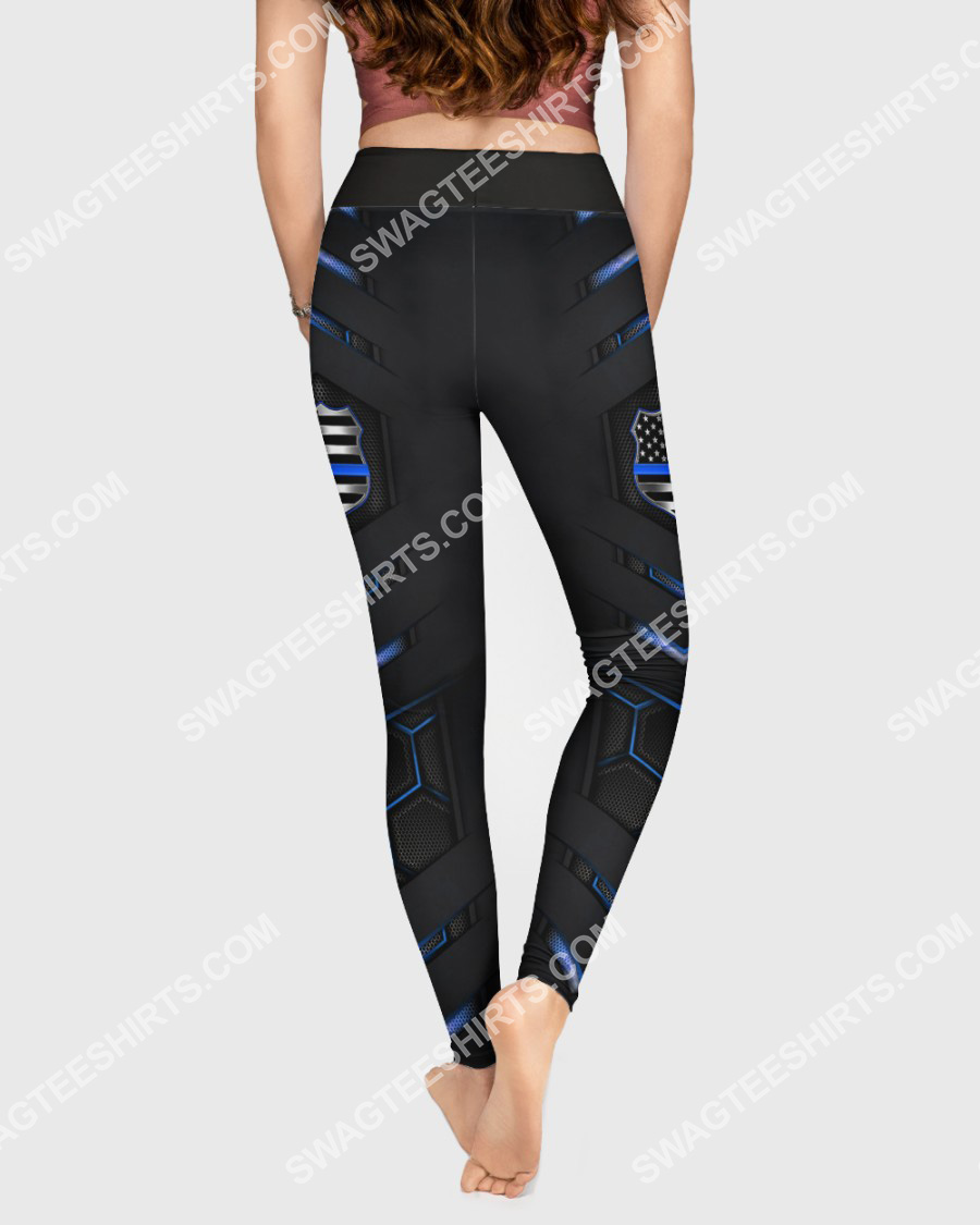 police blue pattern all over printed high waist leggings 2(1)