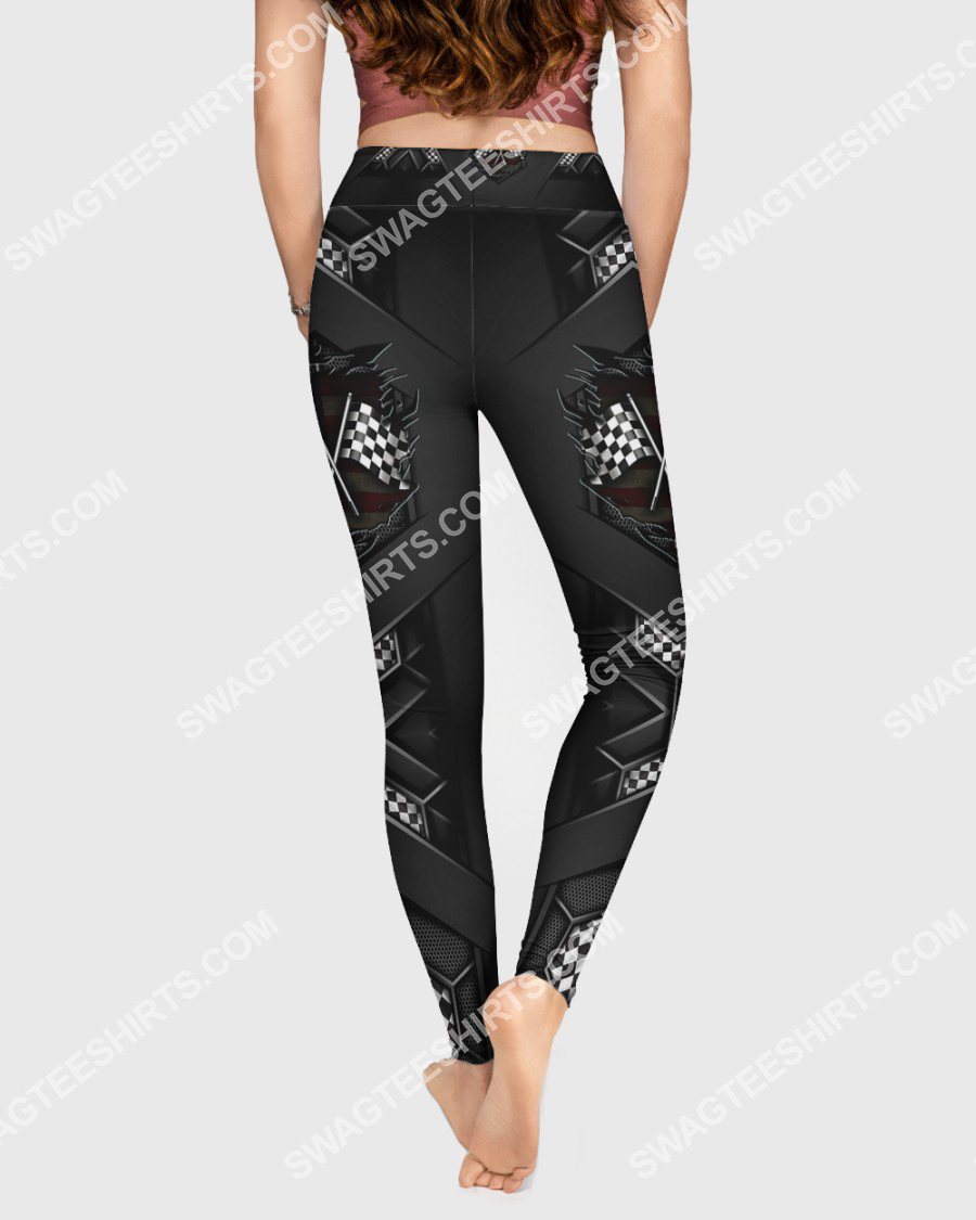 racing carbon flag crack all over printed high waist leggings 2(1)