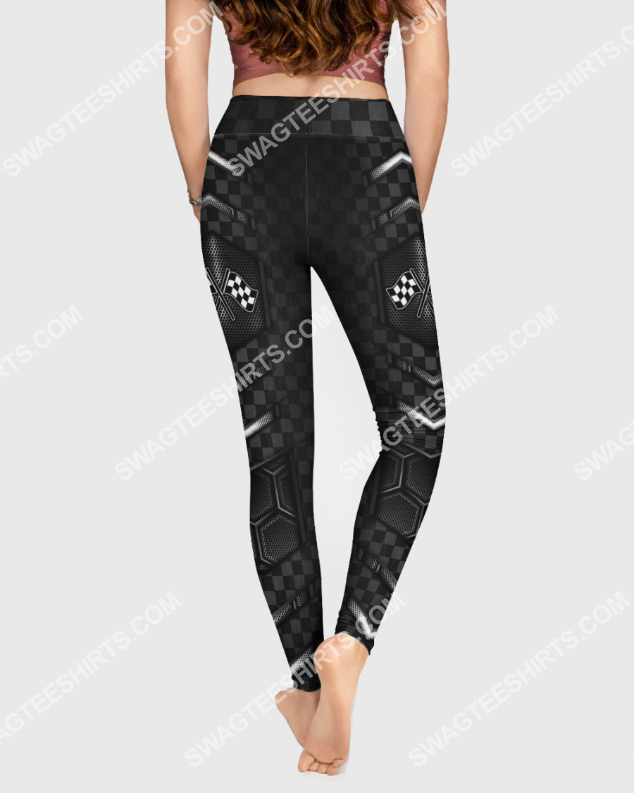 racing flag dark pattern all over printed high waist leggings 2(1)
