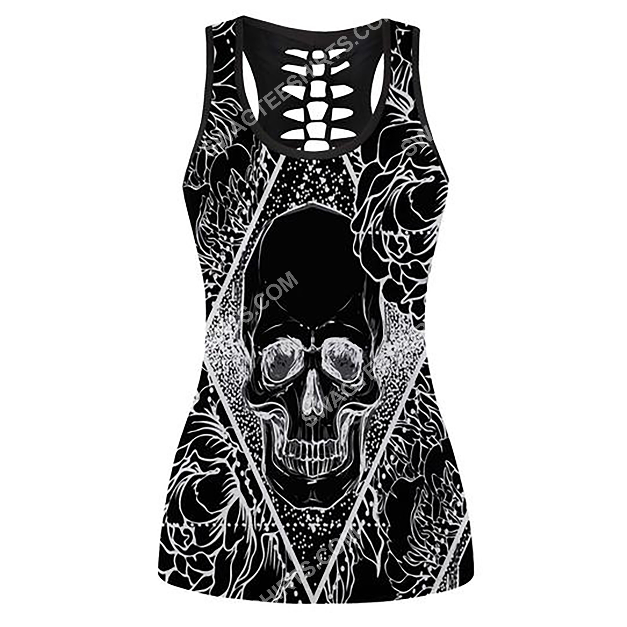 skull peony rose and poppy flowers full printing hollow tank top 2(1) - Copy
