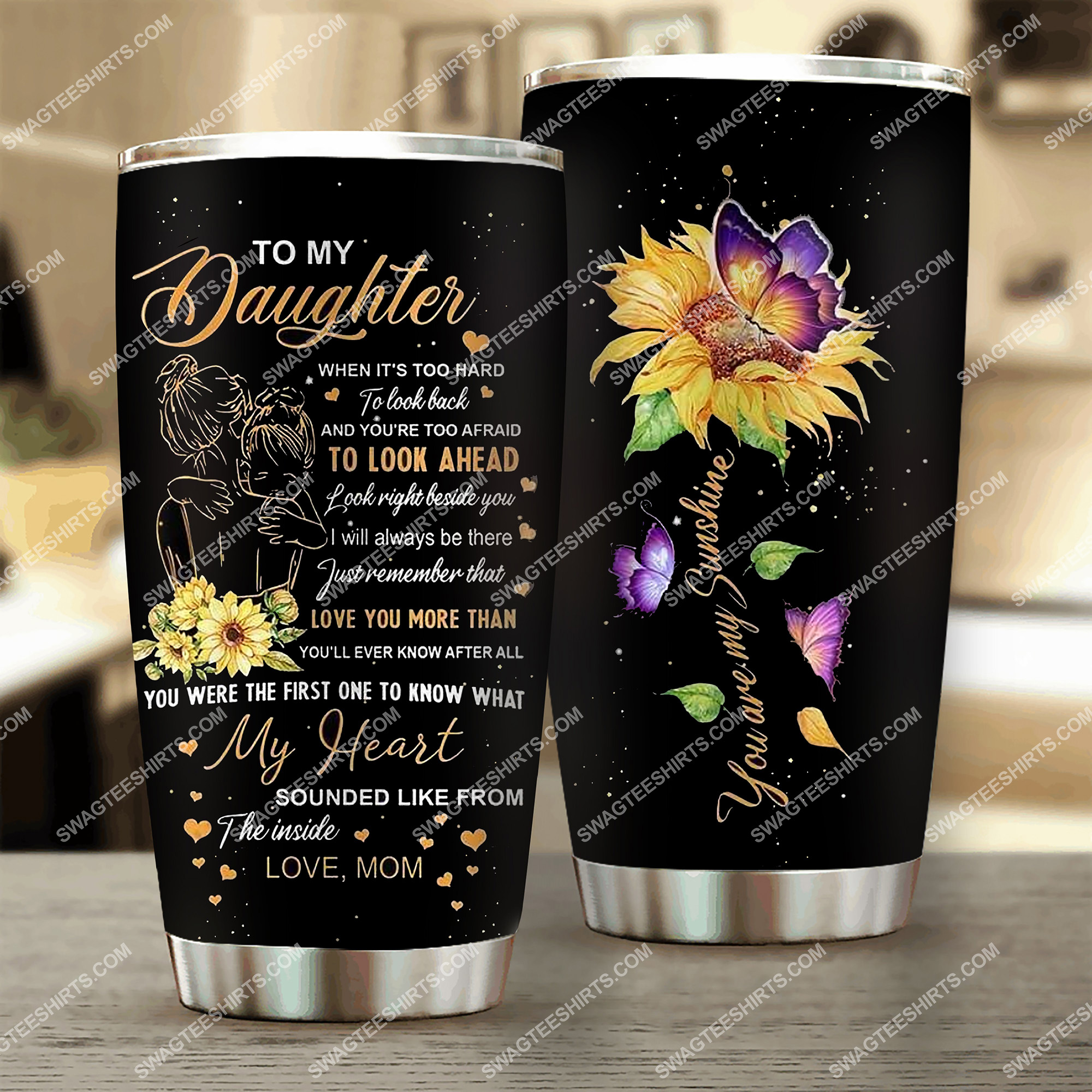sunflower to my daughter all over printed stainless steel tumbler 2(1)