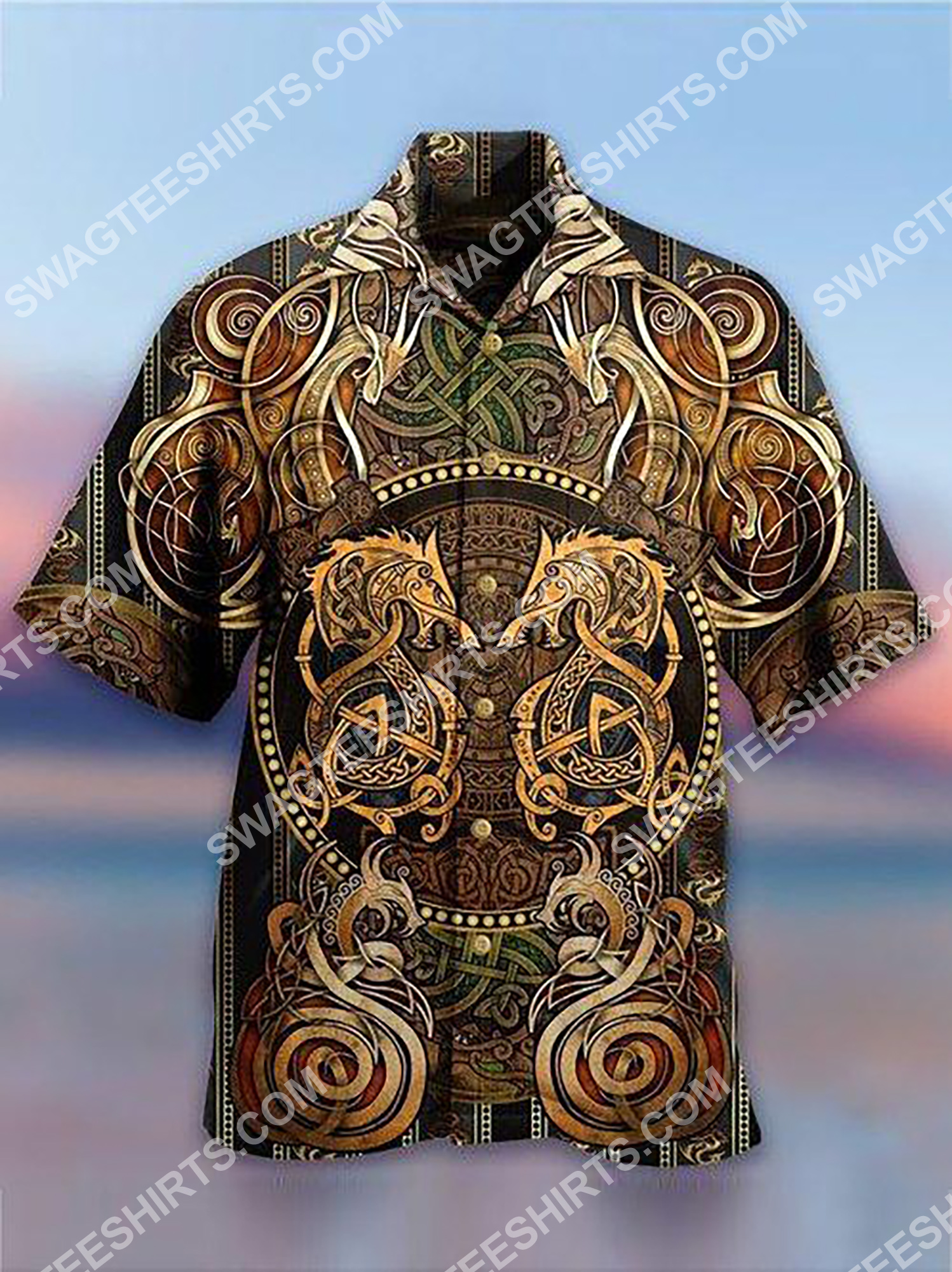 [The best selling] vintage dragon viking all over printing hawaiian shirt
