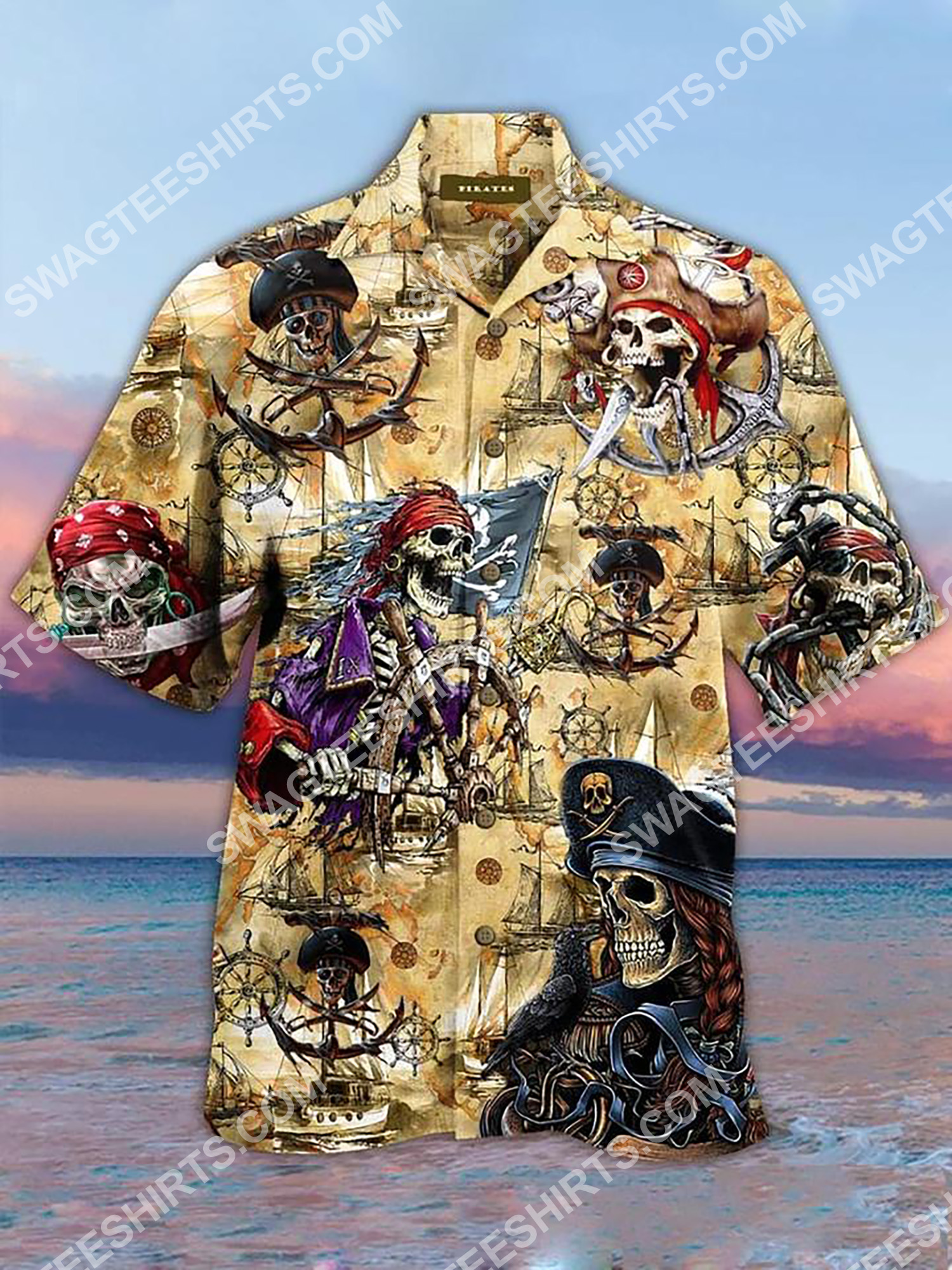 vintage pirates skull all over printing hawaiian shirt 2(1)