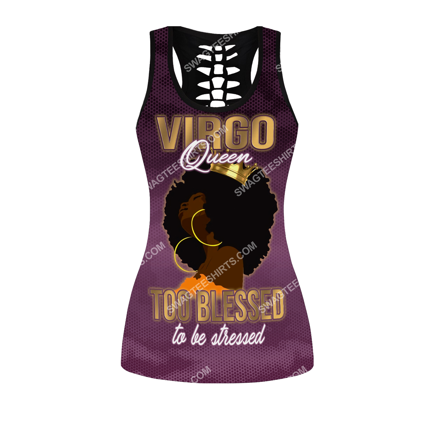 virgo queen too blessed to be stressed birthday gift hollow tank top(1)