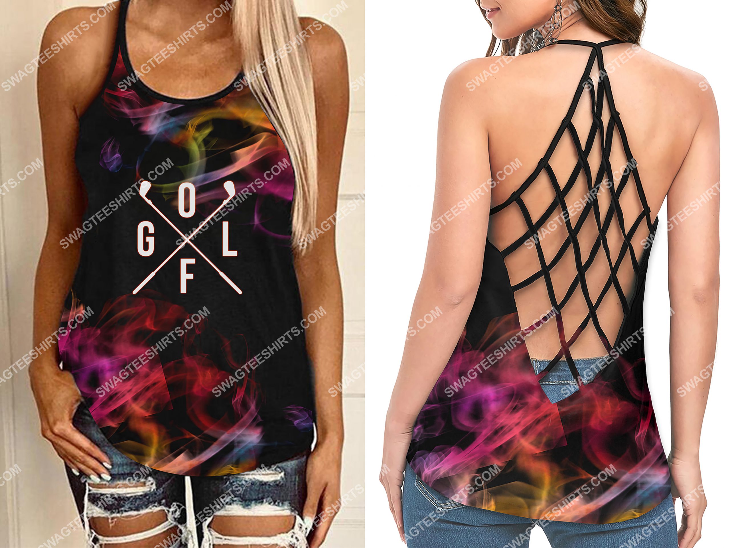 colorful golf all over printed strappy back tank top 2(1) - Copy