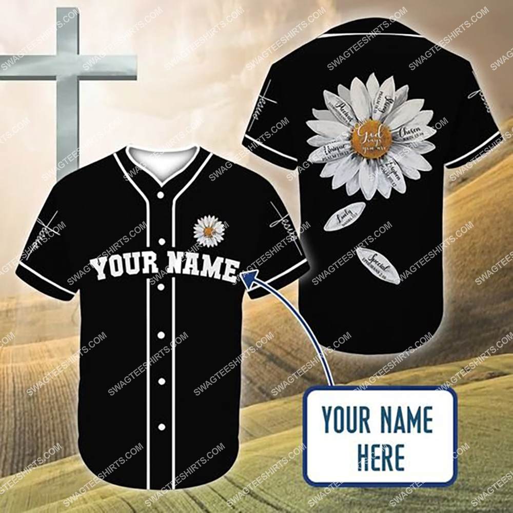 custom name Jesus and daisy flower all over printed baseball shirt 1(1) - Copy
